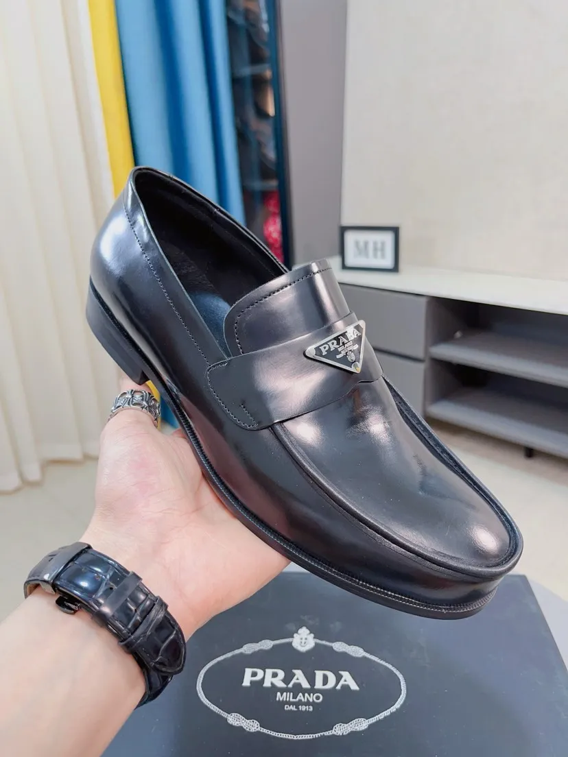 Men's shoes 💰540🌹🌹【PRADA Leather Shoes】Top purchasing agency Original imported Italian custom-made open-edge beaded cowhide leather surface, fully imported water-dyed breathable cowhide lining, original factory special molded sole super comfortable, size: 38-44
